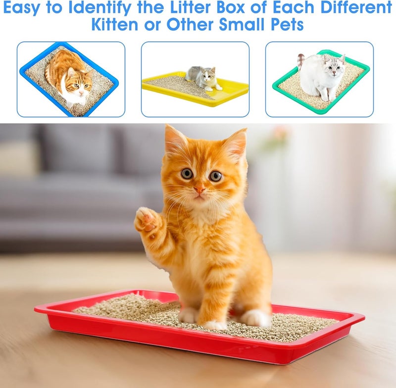 AojSup 10 Pcs Small Kitten Litter Box 11 x 8.5 x 1.2 in Rabbit Litter Pan Mini Open Cat Box Low Entry Waterproof Travel Toilet for Kittens Bunny Kitty Guinea Pig Small Pet Supplies (Multicolor) - Image 4